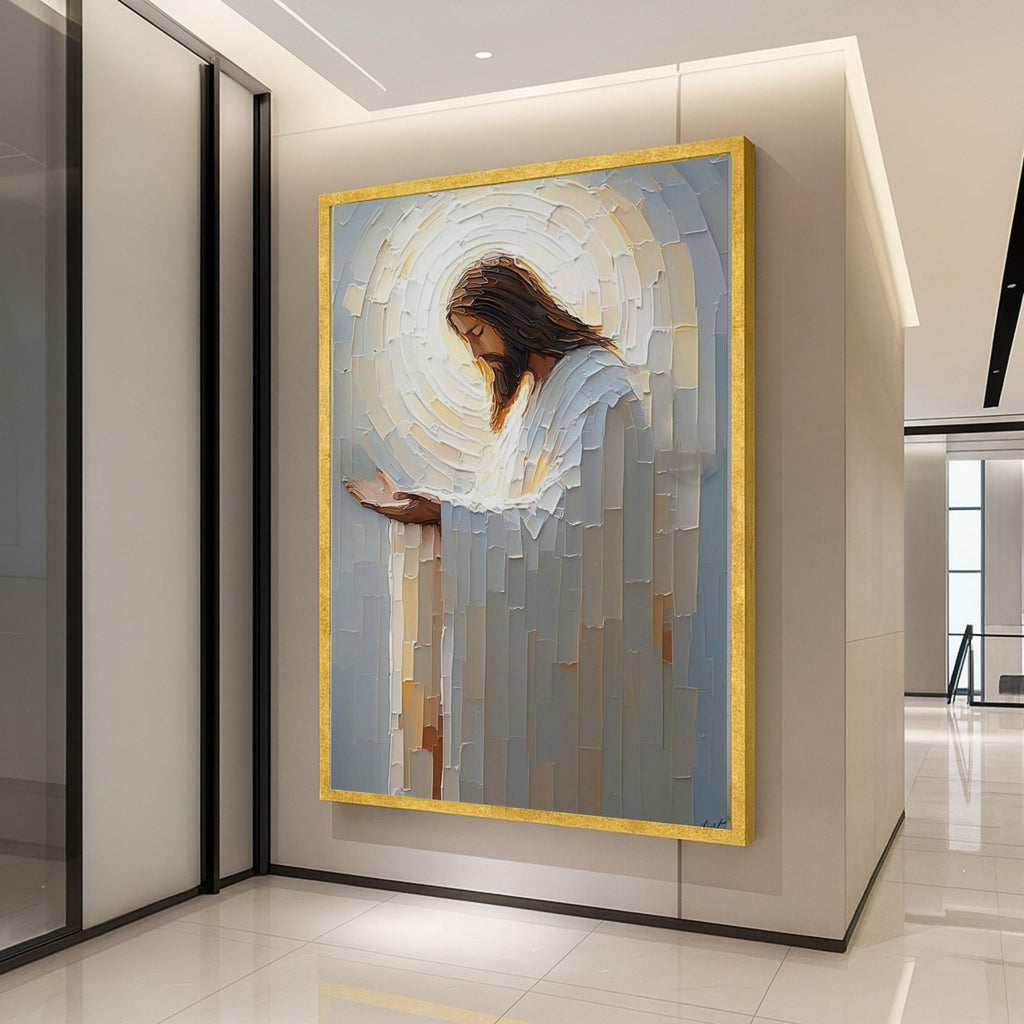 Jesus Praying Canvas Wall Art, Religious Christian Canvas, Spiritual Home Decor, Inspirational Wall Art, Faith Illustration Ready To Hang,
