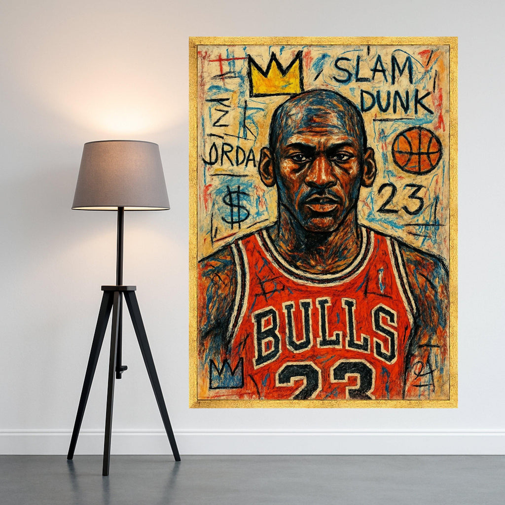 Michael Jordan Portrait Canvas Wall Art, Basketball Legend Painting, Chicago Bulls 23, Slam Dunk Sports Art, Urban Street Ready To Hang,