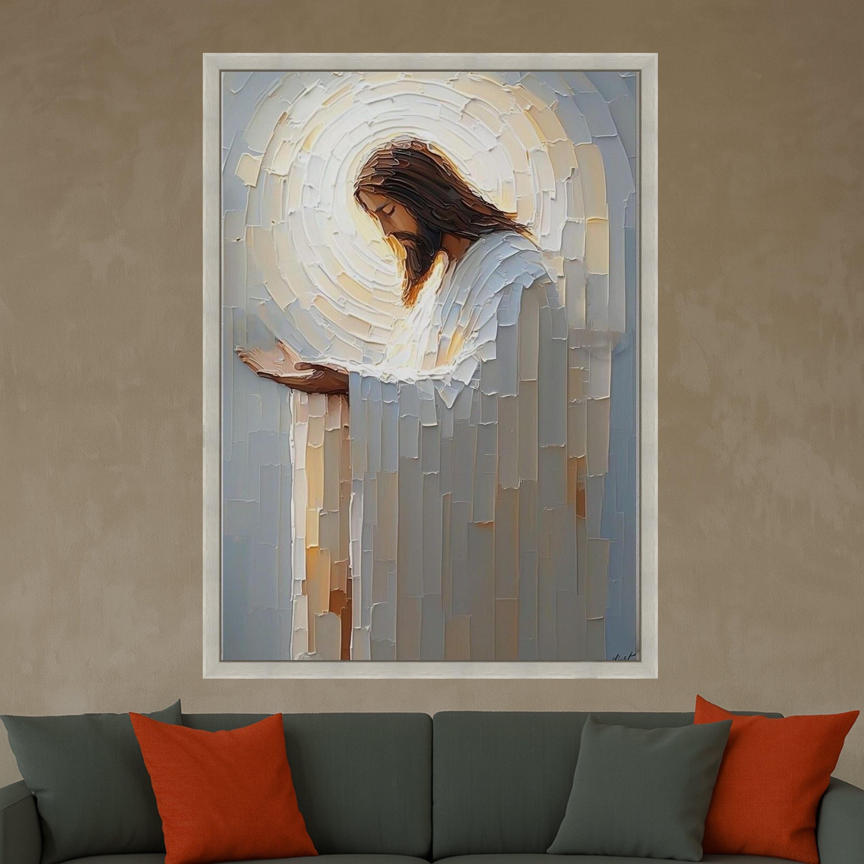Jesus Praying Canvas Wall Art, Religious Christian Canvas, Spiritual Home Decor, Inspirational Wall Art, Faith Illustration Ready To Hang,