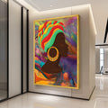 Vibrant African Woman Profile Canvas, Colorful Headwrap Wall Art, Ethnic Portrait Canvas, Multicolor Abstract Background, Ready To Hang,