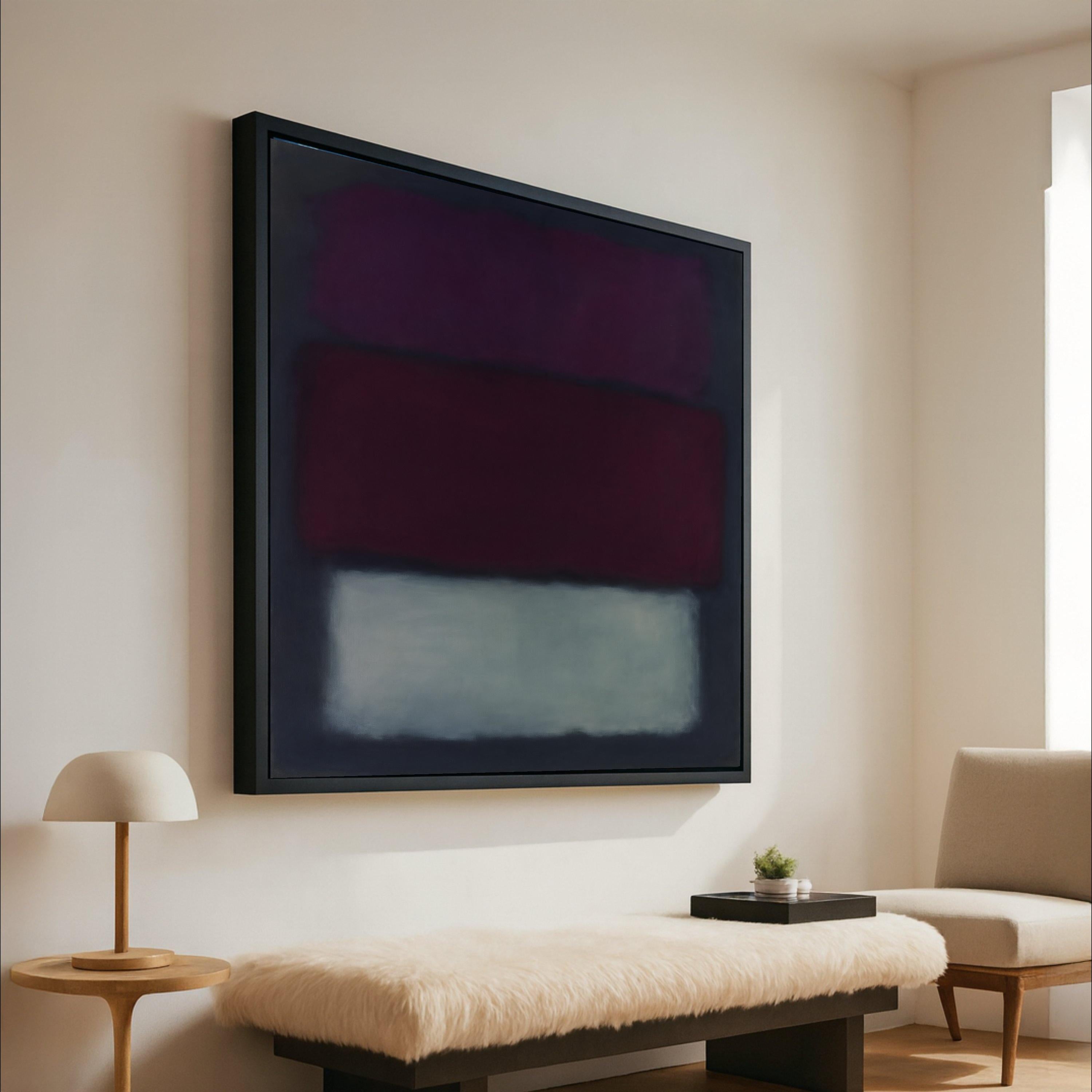 Mark Rothko Inspired Canvas, No. 14, Deep Plum, Burgundy, and Soft Gray Abstract Wall Art, Contemporary Color Block Canvas, Ready To Hang,