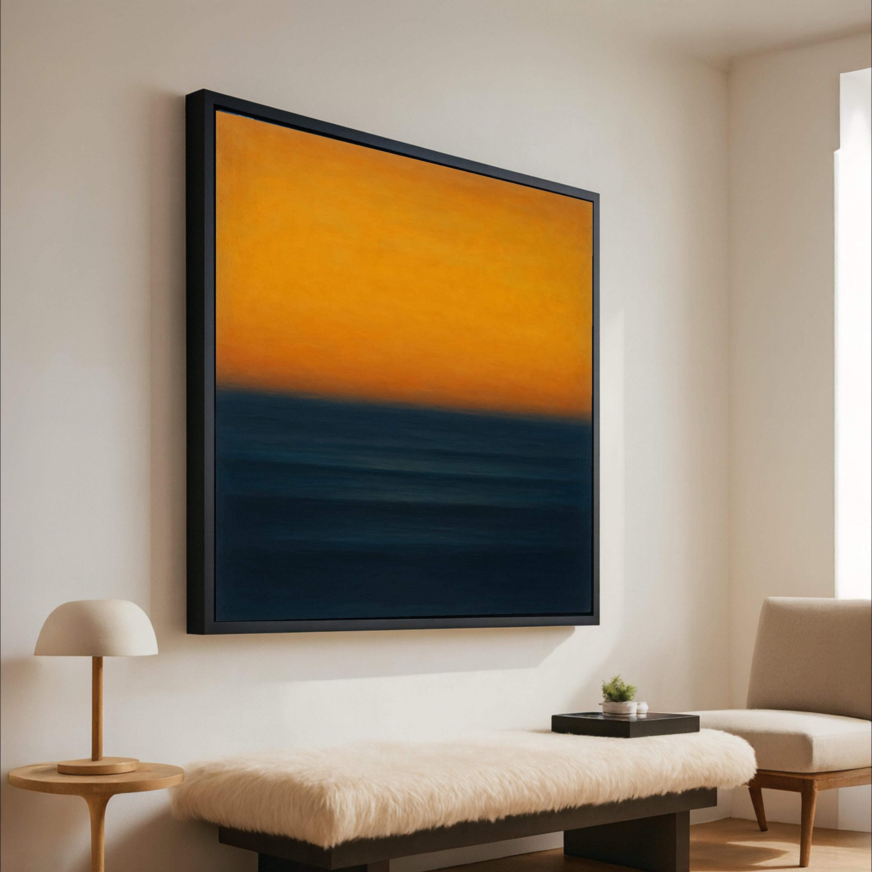 Mark Rothko Inspired No. 14 Canvas, Deep Blue and Vibrant Orange Abstract Wall Art, Modern Color Block Painting, Contemporary Ready To Hang,