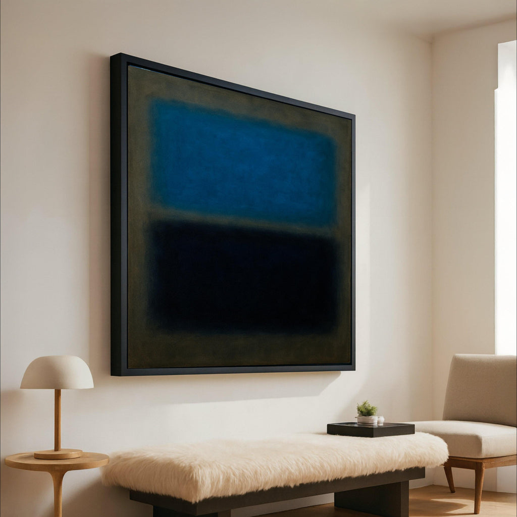 Mark Rothko Inspired 15-32 Canvas Wall Art, Blue and Black Abstract Painting, Modern Art Canvas, Color Field Expressionism, Ready To Hang,
