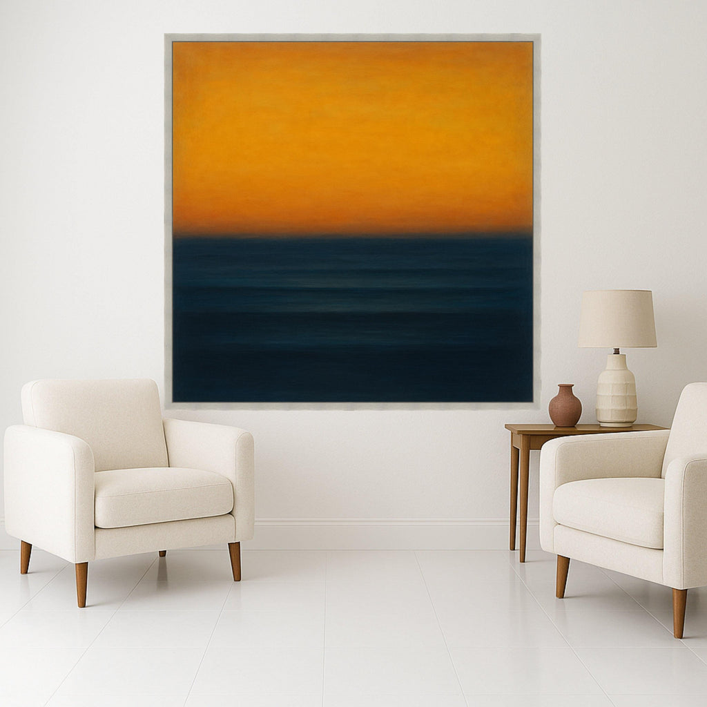 Mark Rothko Inspired No. 14 Canvas, Deep Blue and Vibrant Orange Abstract Wall Art, Modern Color Block Painting, Contemporary Ready To Hang,