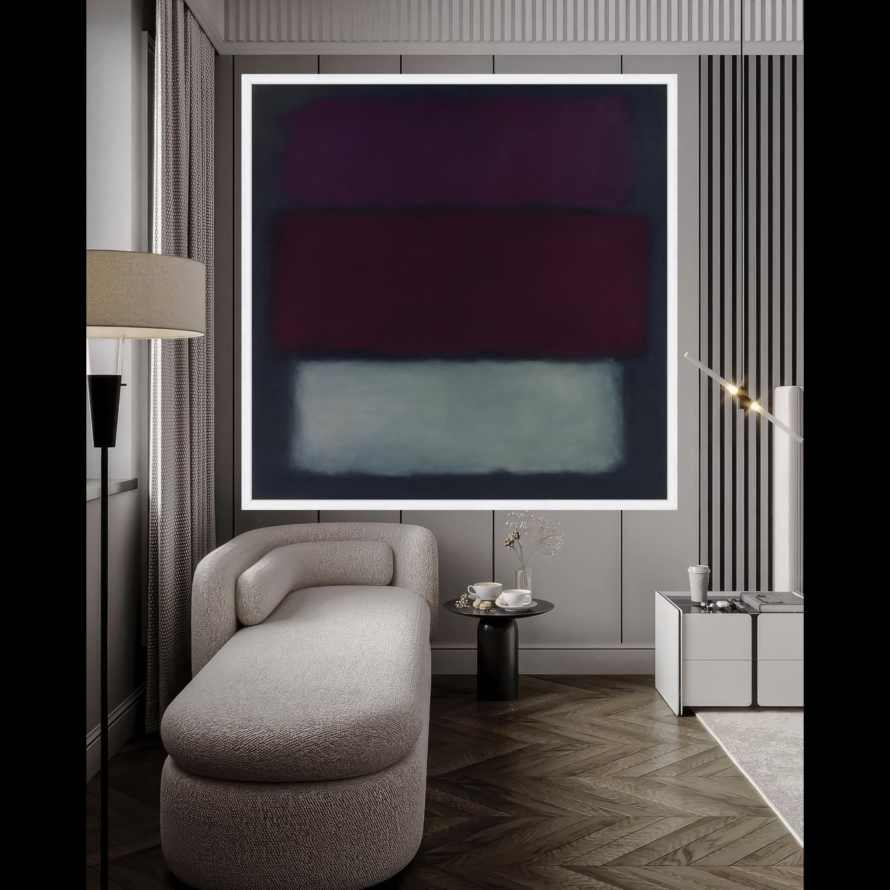 Mark Rothko Inspired Canvas, No. 14, Deep Plum, Burgundy, and Soft Gray Abstract Wall Art, Contemporary Color Block Canvas, Ready To Hang,