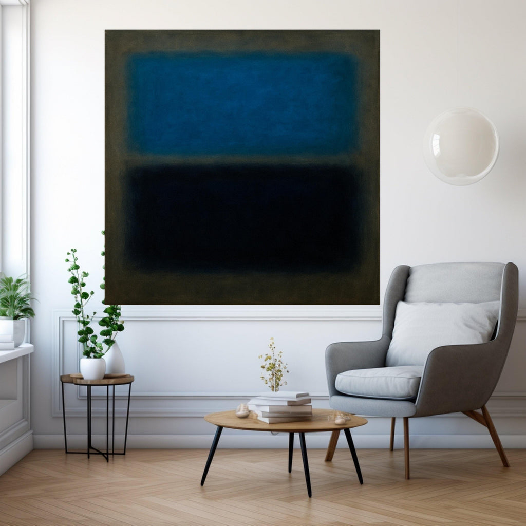 Mark Rothko Inspired 15-32 Canvas Wall Art, Blue and Black Abstract Painting, Modern Art Canvas, Color Field Expressionism, Ready To Hang,