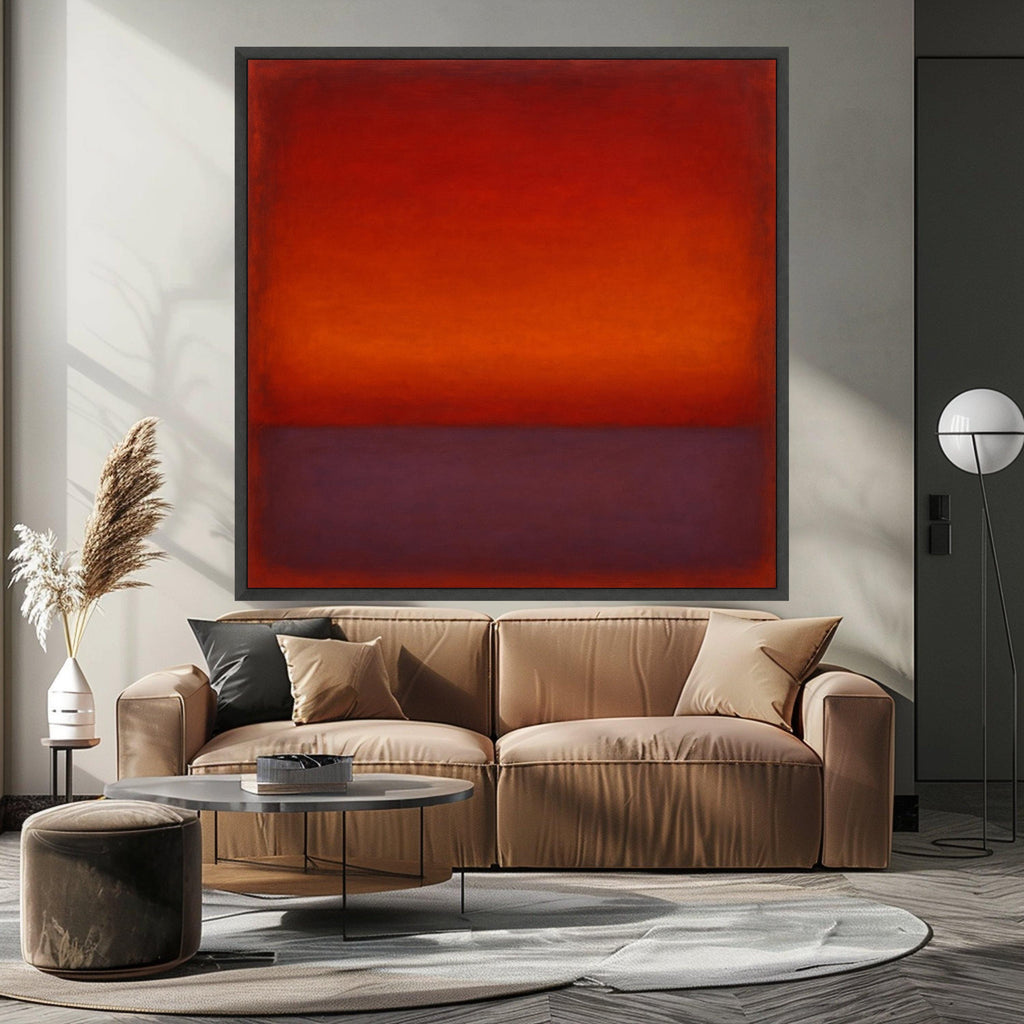 Mark Rothko Style 14-6354 Canvas, Deep Red and Burnt Orange Abstract Wall Art, Modern Color Block Canvas, Contemporary Home Ready To Hang,