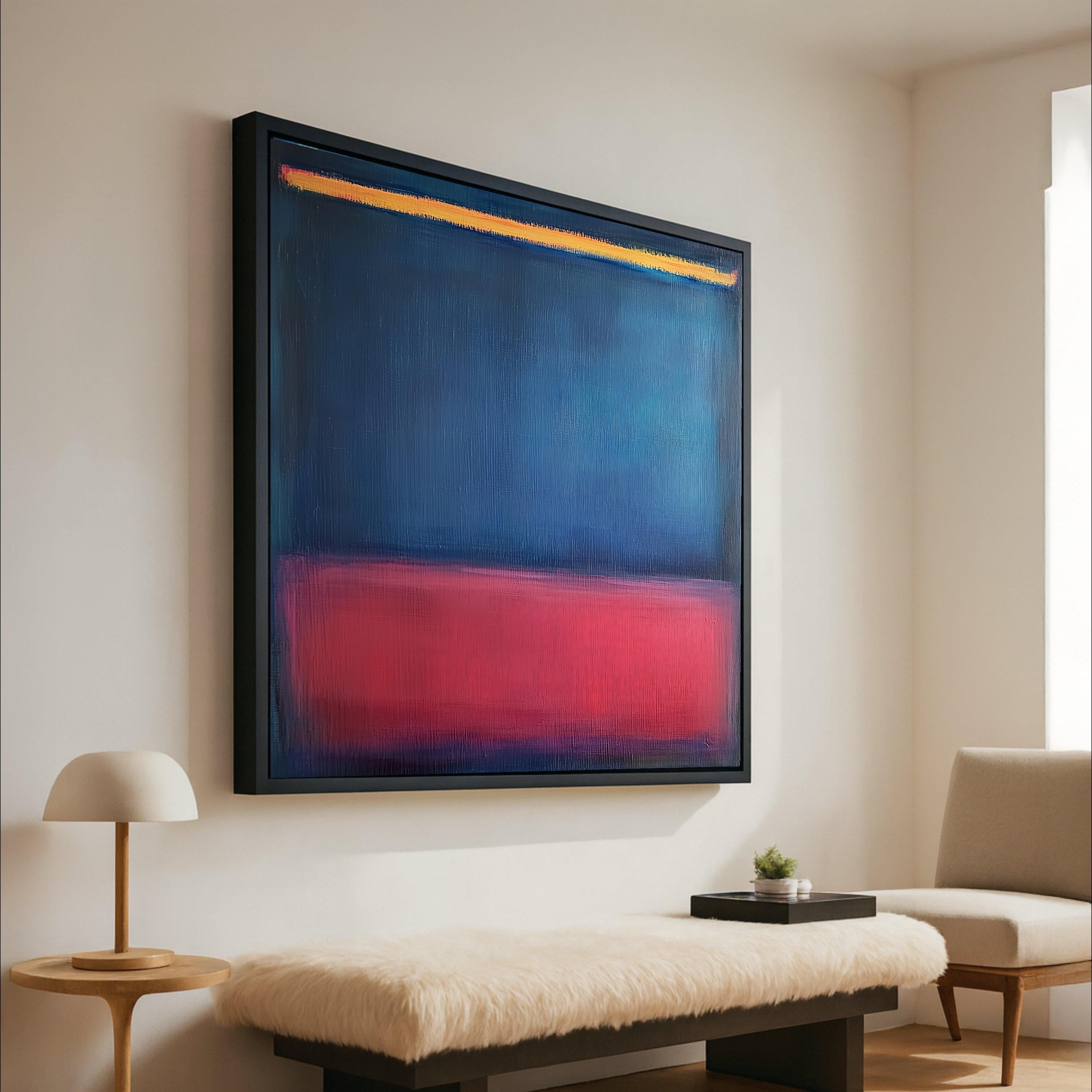 Mark Rothko Style Canvas Wall Art 1952-7, Abstract Blue and Red Blocks, Modern Minimalist Canvas, Color Field Painting Home Ready To Hang,