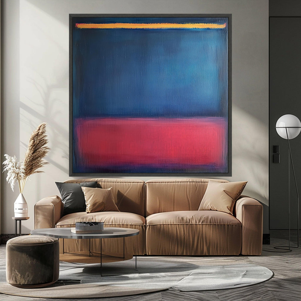 Mark Rothko Style Canvas Wall Art 1952-7, Abstract Blue and Red Blocks, Modern Minimalist Canvas, Color Field Painting Home Ready To Hang,