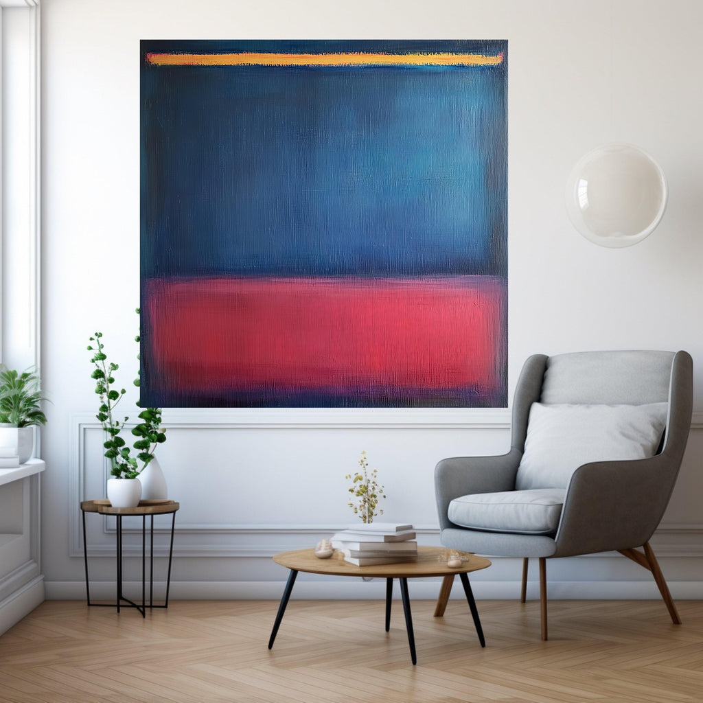 Mark Rothko Style Canvas Wall Art 1952-7, Abstract Blue and Red Blocks, Modern Minimalist Canvas, Color Field Painting Home Ready To Hang,