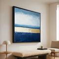 Coastal Horizon Abstract Canvas, Blue and Beige Modern Wall Art, Seascape Inspired Home Decor, Canvas Painting, Ready to Hang Ready To Hang,
