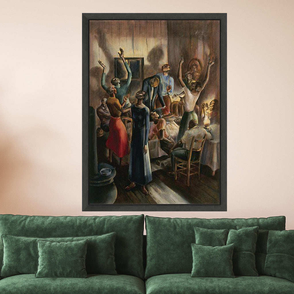 Spiritual Celebration Canvas Wall Art, Joyful People Dancing Canvas, Vintage Religious Gathering, African American Culture Ready To Hang,