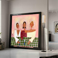 Modern Abstract Women Canvas, Stylish Cocktail Party Scene, Contemporary Figurative Art, Colorful Social Gathering Wall Art, Ready To Hang,