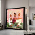Modern Abstract Women Canvas, Stylish Cocktail Party Scene, Contemporary Figurative Art, Colorful Social Gathering Wall Art, Ready To Hang,