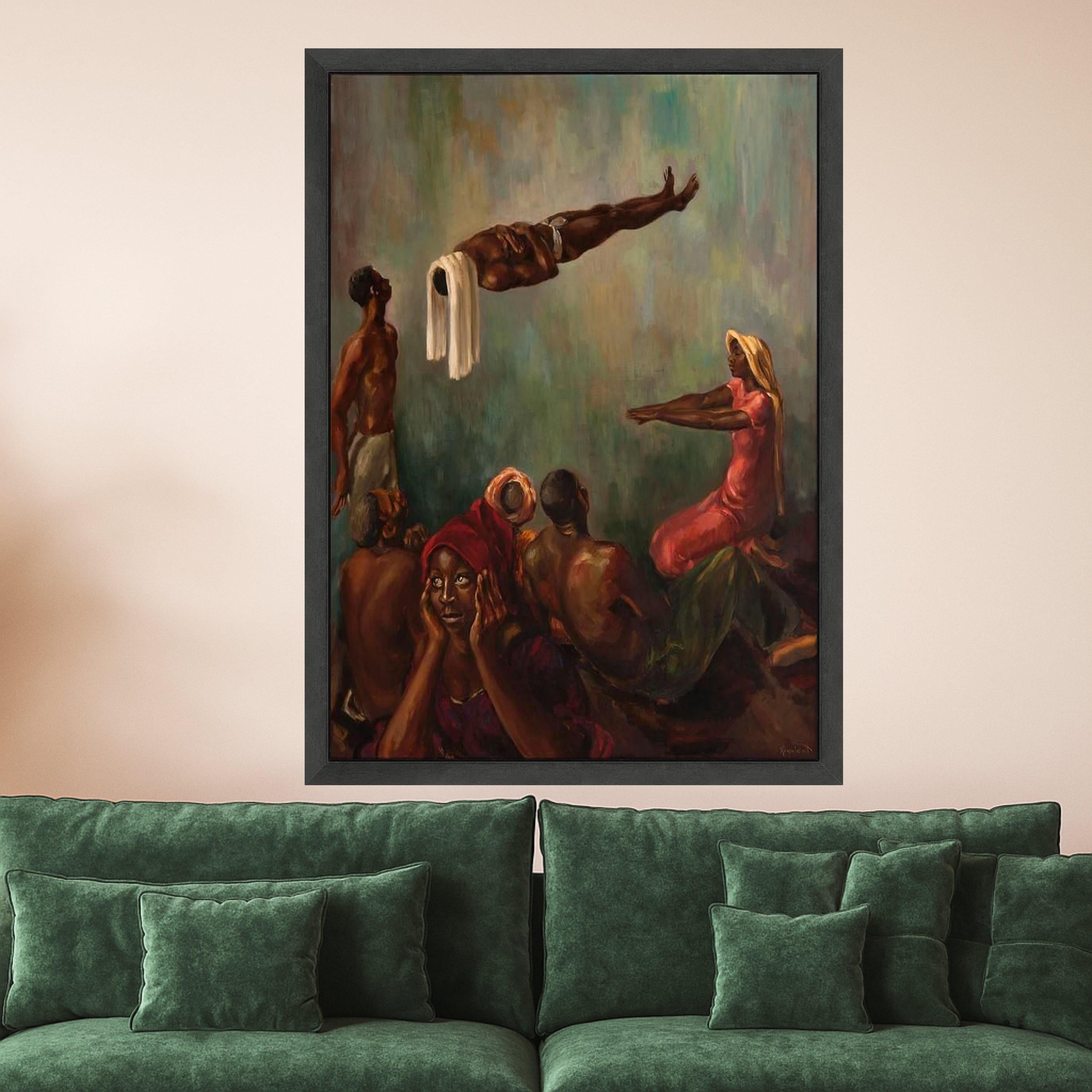 Vibrant Cultural Scene Canvas, African Dance Art, Figurative Wall Decor, Contemporary People Painting, Ethnic Home Decoration Ready To Hang,