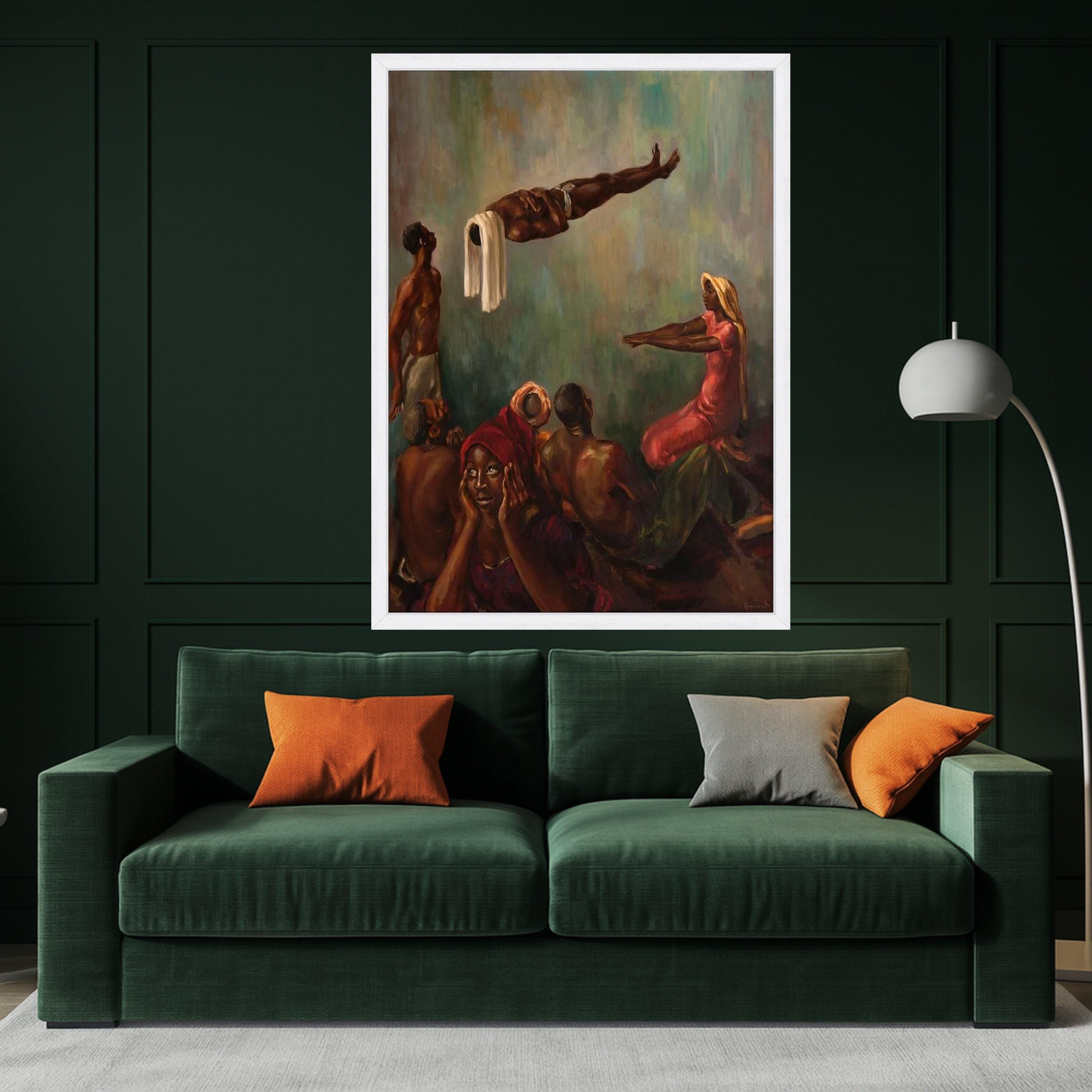 Vibrant Cultural Scene Canvas, African Dance Art, Figurative Wall Decor, Contemporary People Painting, Ethnic Home Decoration Ready To Hang,