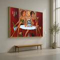 Elegant Ladies Night Out Canvas, Cocktail Party Wall Art, Modern Fashion Illustration, Contemporary Women Artwork, Chic Home Ready To Hang,