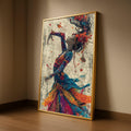 Enchanted Dance Woman, Colorful Floral Dress Canvas, Artistic Portrait Wall Art, Bohemian Style Canvas, Vibrant Home Ready To Hang,