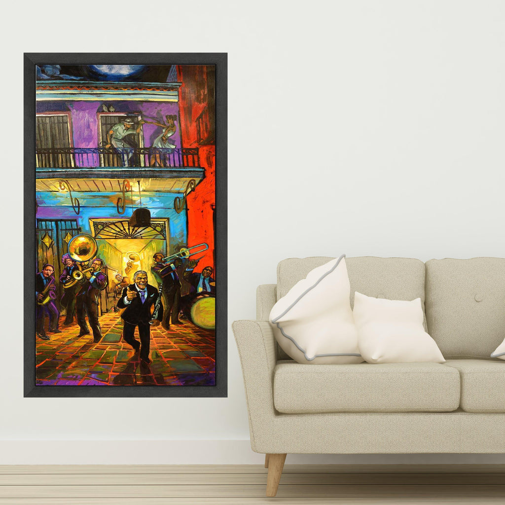 Vibrant Jazz Band Performance Canvas, Colorful New Orleans Street Scene, Live Music Wall Art, Urban Celebration Canvas, Ready To Hang,