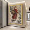 Vintage Santa Claus Canvas, Christmas Holiday Wall Art, Snowy Winter Scene, Santa with Sack Canvas, Festive Seasonal Ready To Hang,