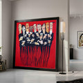 Modern Party Scene Canvas, Abstract Cocktail Gathering Wall Art, Celebratory Group Painting, Bold Red Background Canvas, Ready To Hang,