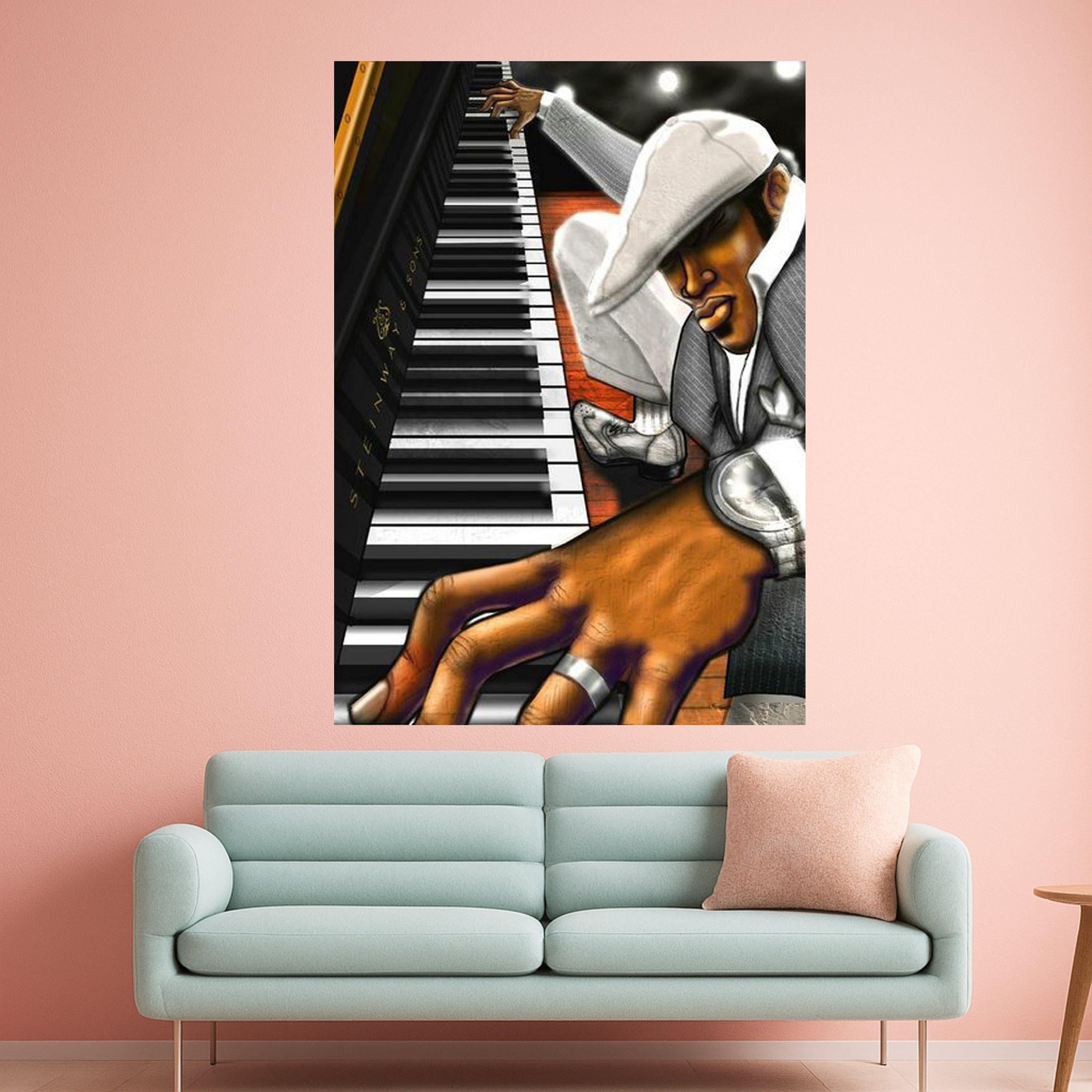 Jazz Pianist Playing Piano Canvas, Urban Music Art, Contemporary Wall Decor, Musician Portrait Canvas, Home Music Room Art Ready To Hang,