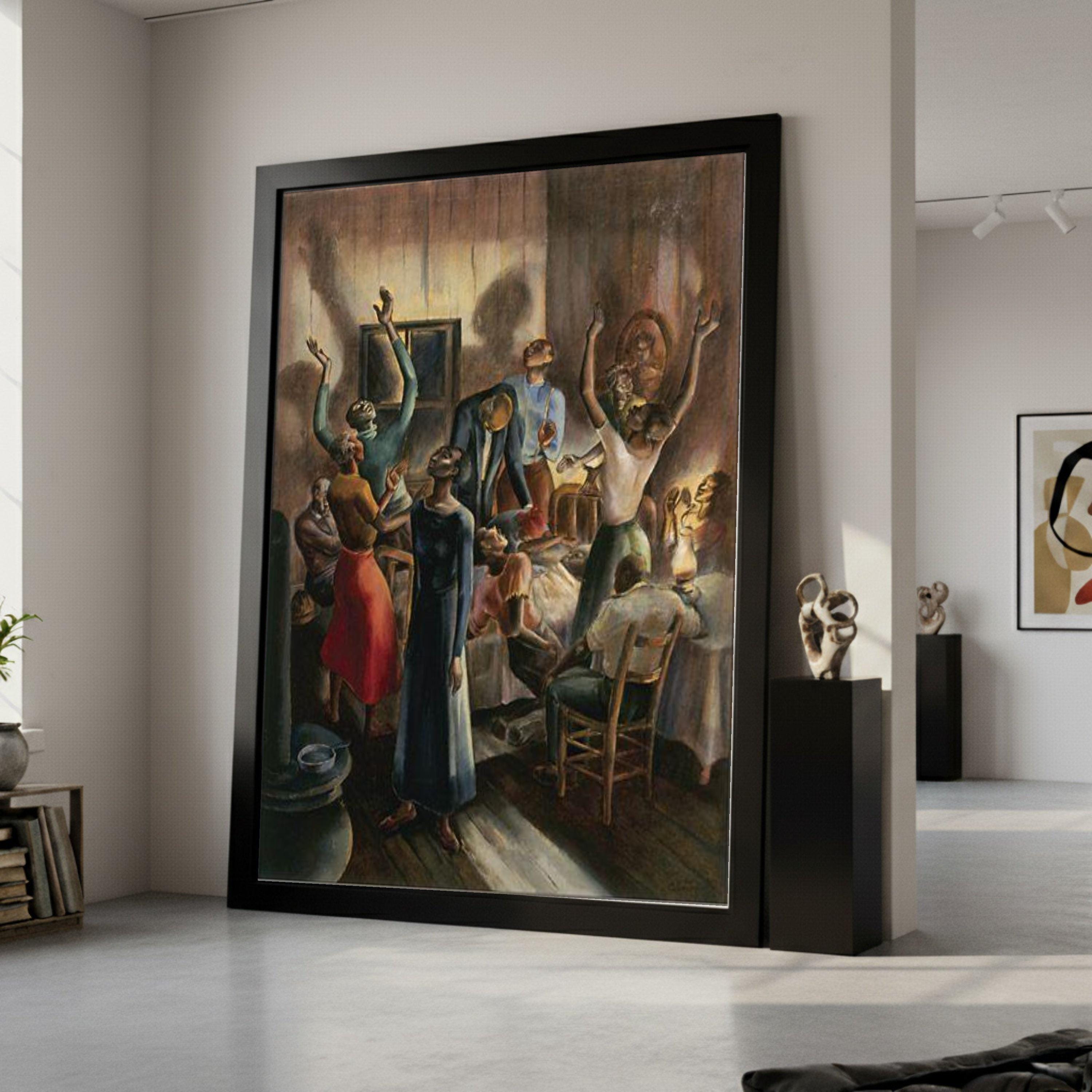 Spiritual Celebration Canvas Wall Art, Joyful People Dancing Canvas, Vintage Religious Gathering, African American Culture Ready To Hang,