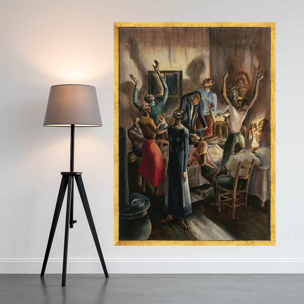 Spiritual Celebration Canvas Wall Art, Joyful People Dancing Canvas, Vintage Religious Gathering, African American Culture Ready To Hang,