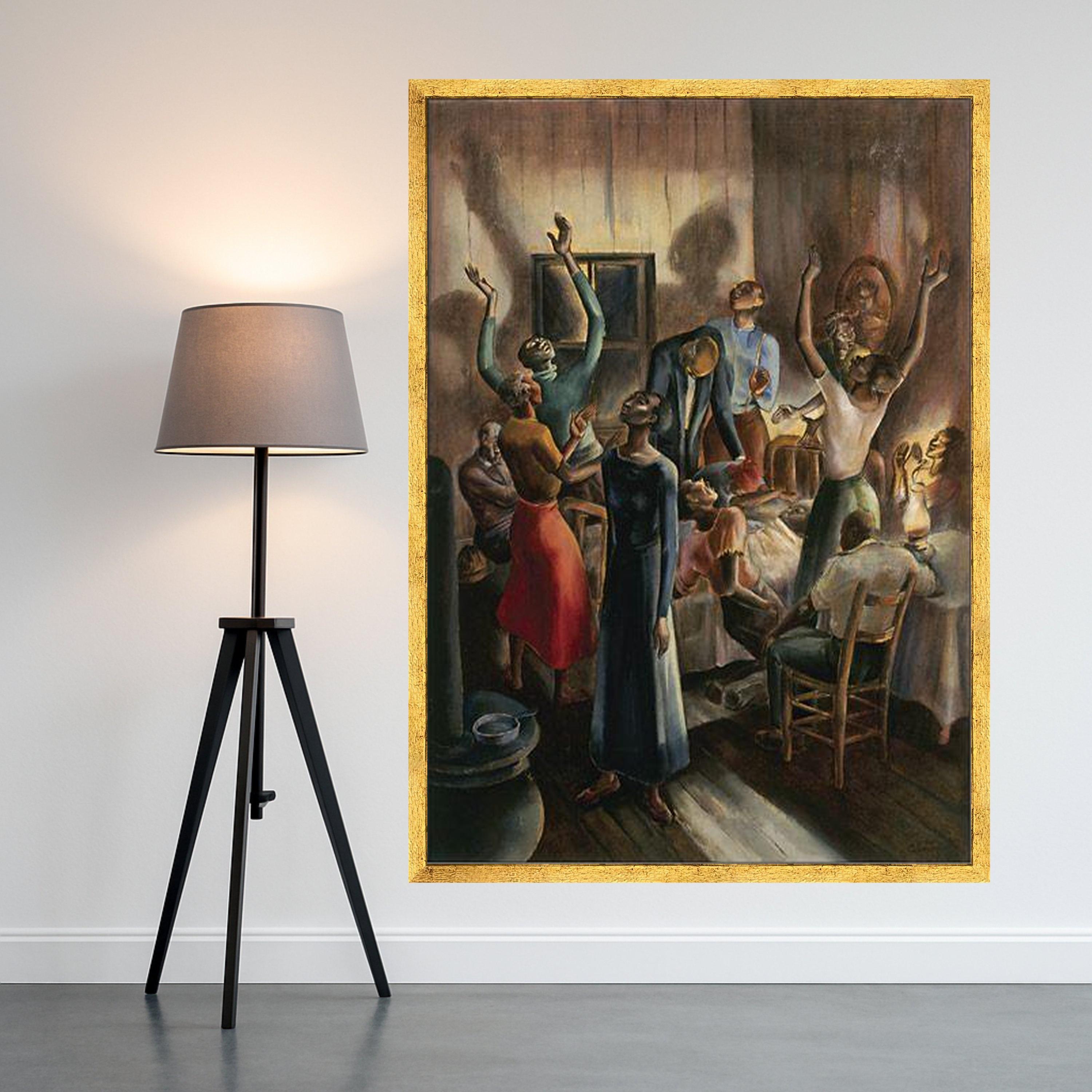Spiritual Celebration Canvas Wall Art, Joyful People Dancing Canvas, Vintage Religious Gathering, African American Culture Ready To Hang,