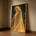 Radiant Divine Woman Canvas, Glowing Spiritual Art, Golden Light Halo, Inspirational Wall Decor, Mystical Canvas Wall Art Ready To Hang,