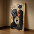 Abstract Lovers with Wine Glass Canvas, Modern Couple Wall Art, Romantic Home Decor, Contemporary Painting, Ready to Hang Ready To Hang,