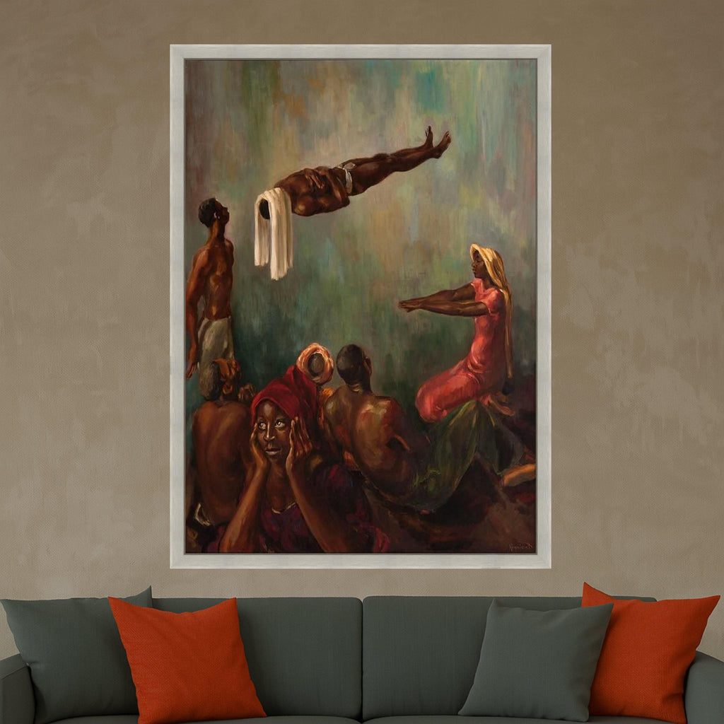 Vibrant Cultural Scene Canvas, African Dance Art, Figurative Wall Decor, Contemporary People Painting, Ethnic Home Decoration Ready To Hang,