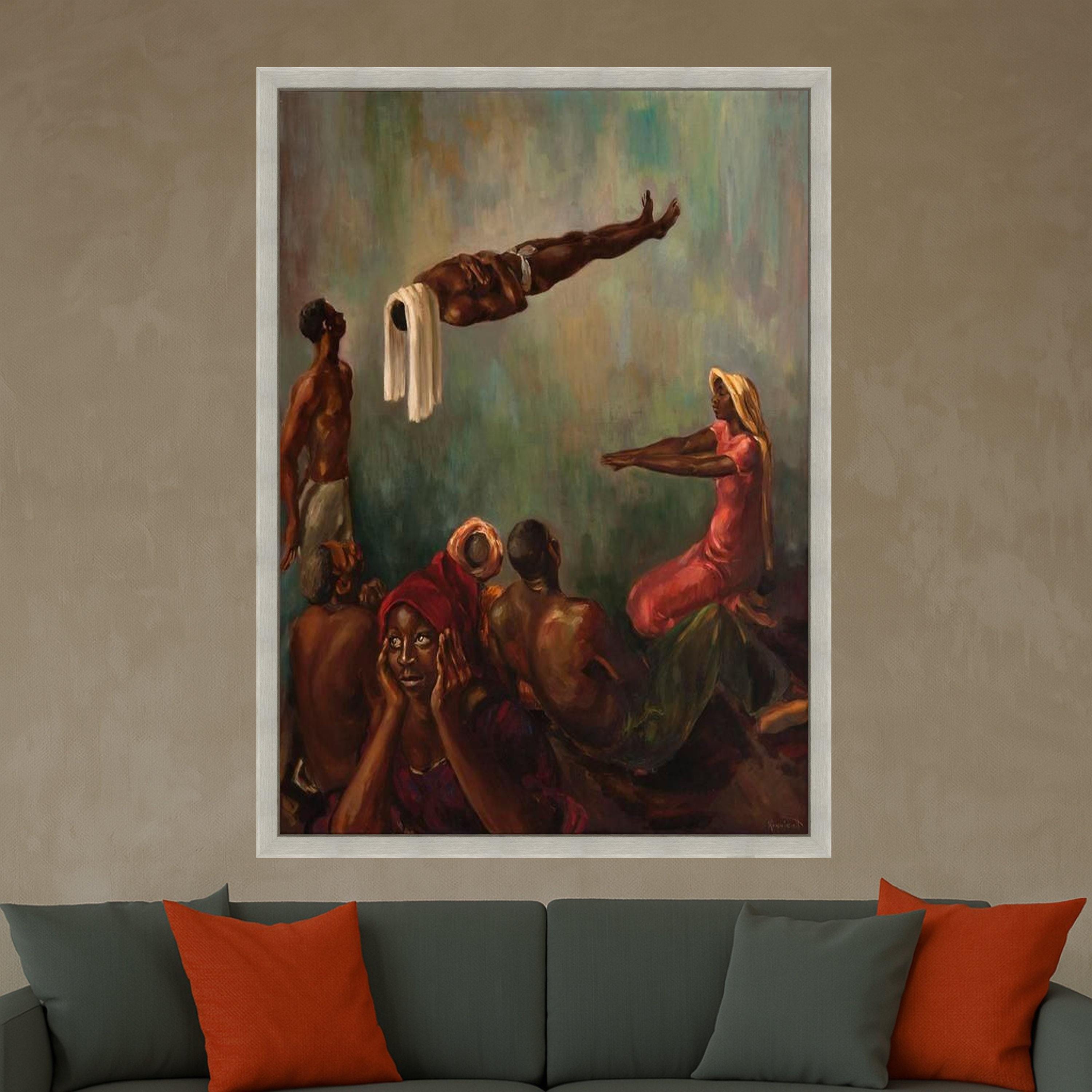 Vibrant Cultural Scene Canvas, African Dance Art, Figurative Wall Decor, Contemporary People Painting, Ethnic Home Decoration Ready To Hang,