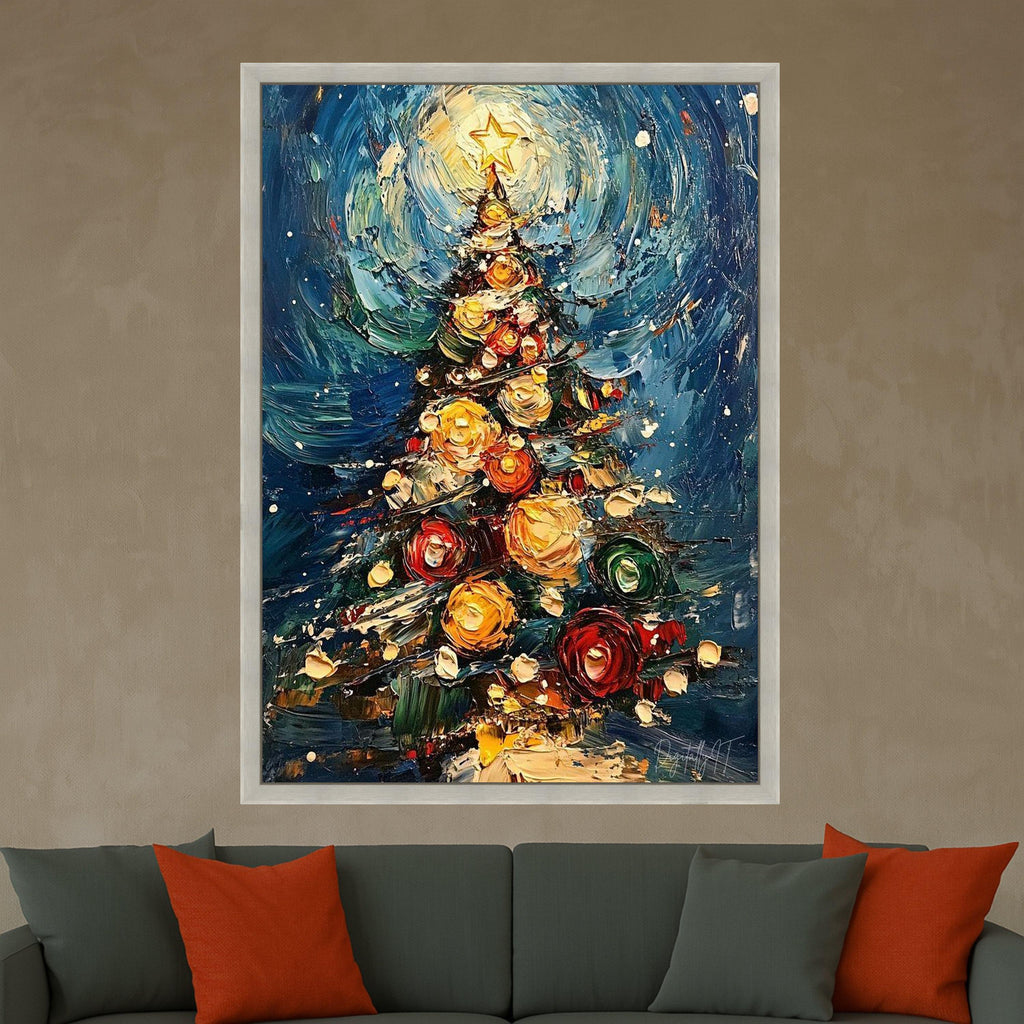 Vibrant Abstract Christmas Tree Canvas, Holiday Wall Art, Winter Decoration, Festive Home Canvas, Holiday Season Painting Ready To Hang,