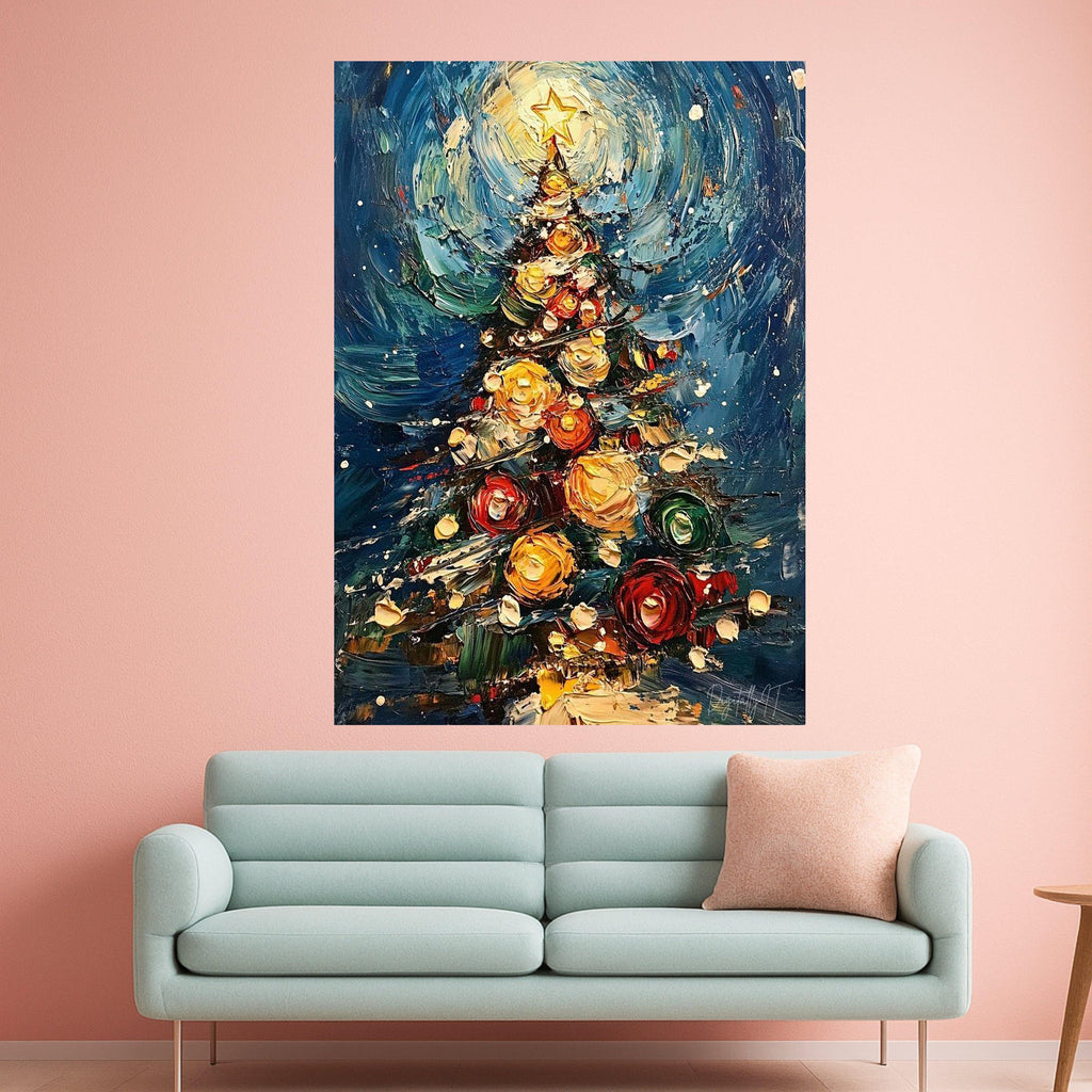 Vibrant Abstract Christmas Tree Canvas, Holiday Wall Art, Winter Decoration, Festive Home Canvas, Holiday Season Painting Ready To Hang,