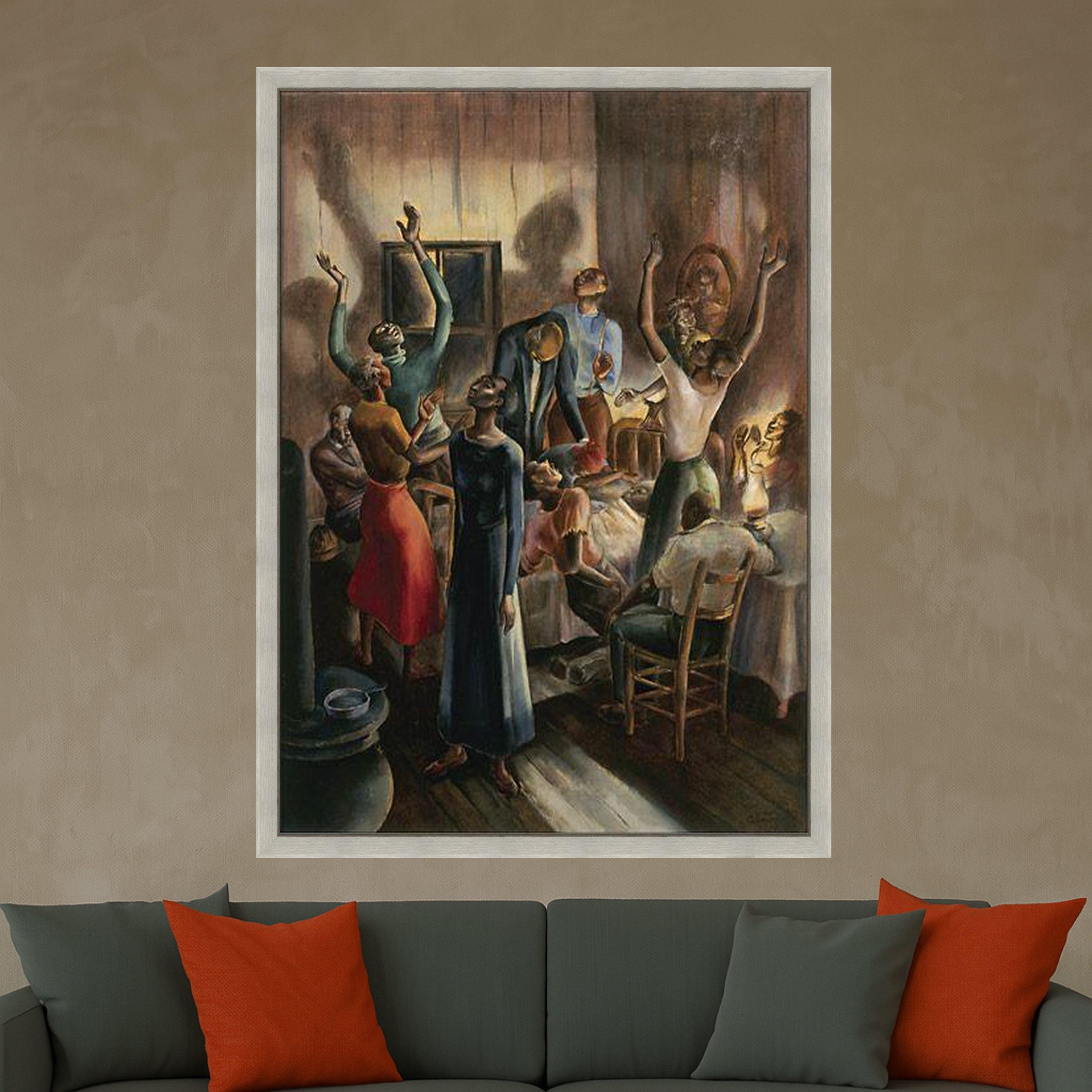 Spiritual Revival Scene Canvas, African American Worship Art, Expressive Dance Wall Art, Religious Celebration Canvas, Ready To Hang,