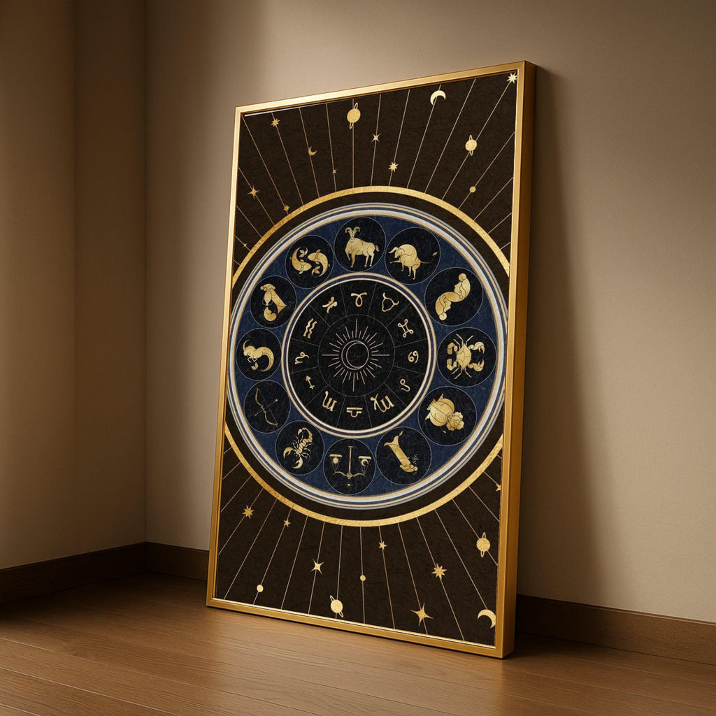 Zodiac Signs Canvas Wall Art, Astrological Chart Decor, Celestial Astrology Canvas, Horoscope Wall Art, Star Symbol Home Ready To Hang,