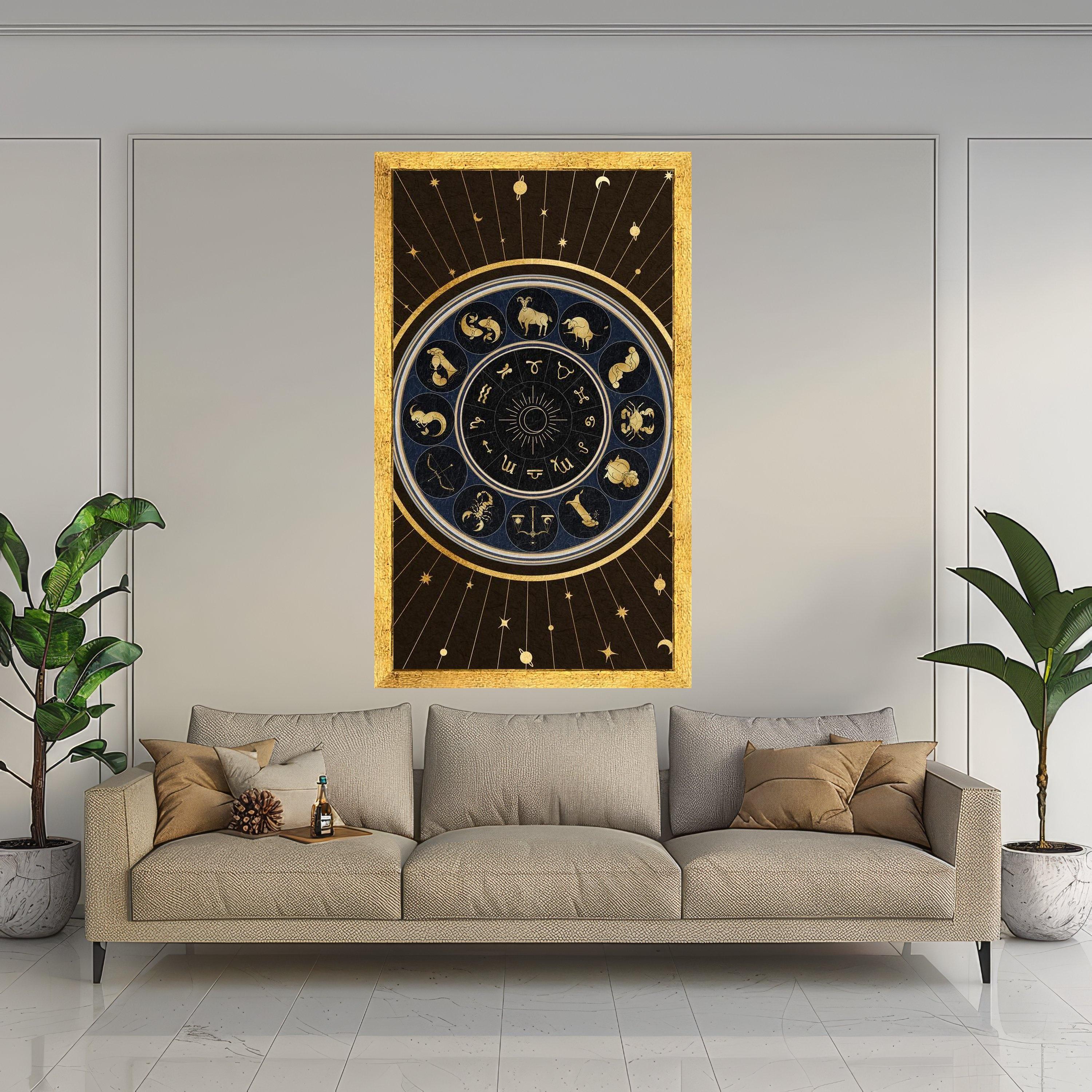 Zodiac Signs Canvas Wall Art, Astrological Chart Decor, Celestial Astrology Canvas, Horoscope Wall Art, Star Symbol Home Ready To Hang,