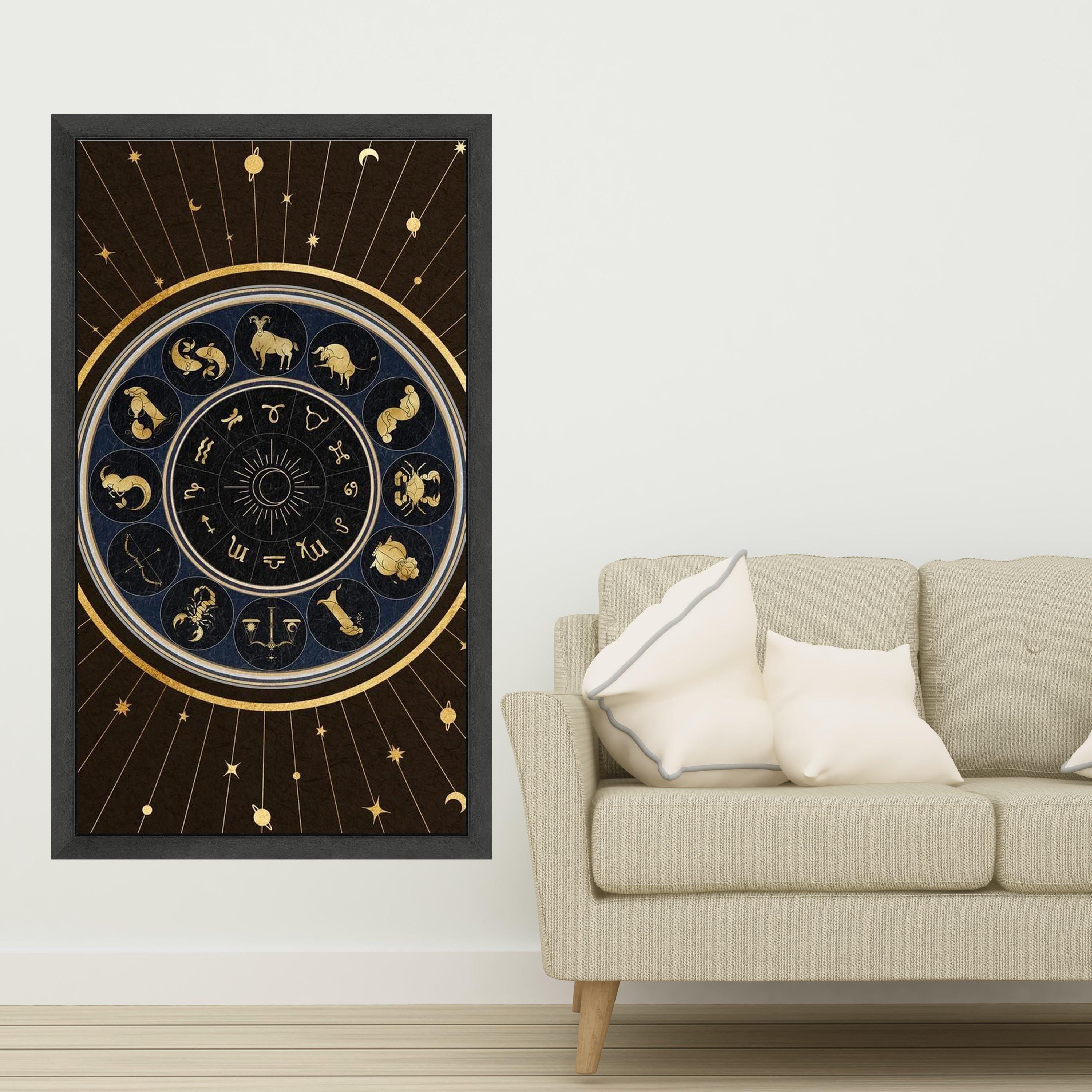 Zodiac Signs Canvas Wall Art, Astrological Chart Decor, Celestial Astrology Canvas, Horoscope Wall Art, Star Symbol Home Ready To Hang,