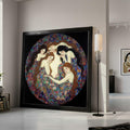 Dreaming Women Circle Canvas Wall Art, Colorful Abstract Pattern, Bohemian Home Decor, Feminine Bedroom Canvas, Artistic Wall Ready To Hang,