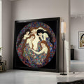 Dreaming Women Circle Canvas Wall Art, Colorful Abstract Pattern, Bohemian Home Decor, Feminine Bedroom Canvas, Artistic Wall Ready To Hang,