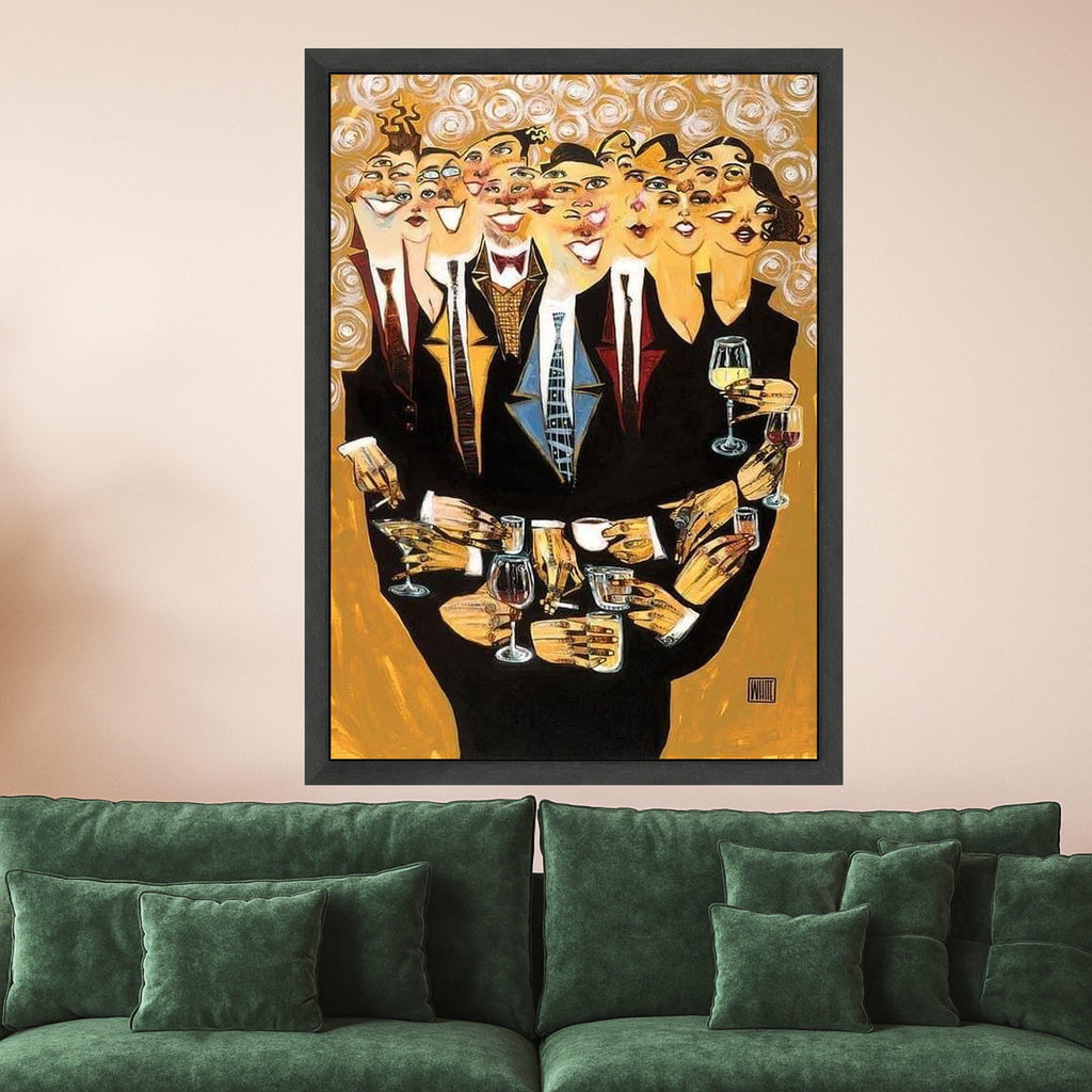 Happy People Toasting Canvas, Abstract Party Scene Wall Art, Celebration Decor, Colorful Social Gathering Canvas, Modern Home Ready To Hang,