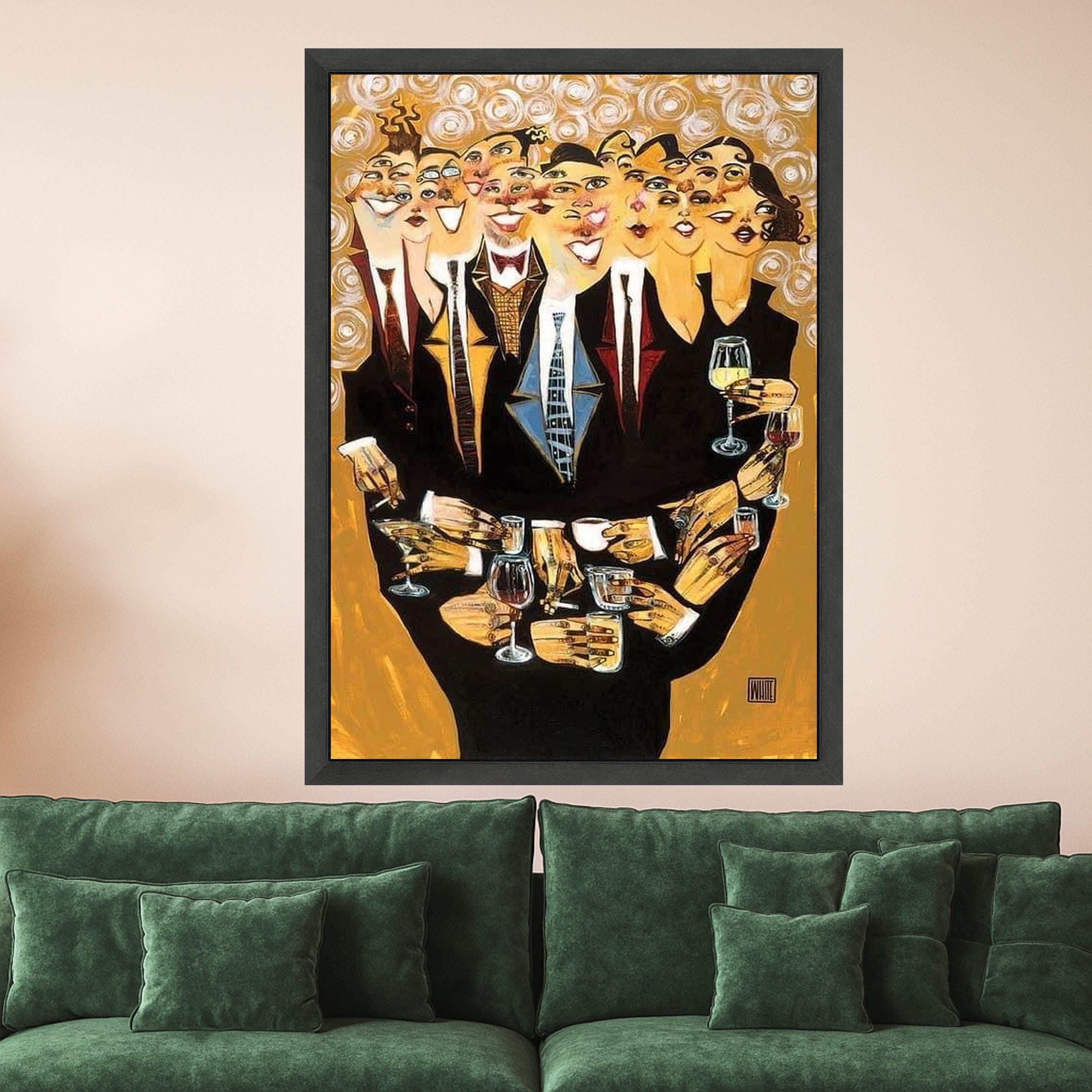 Happy People Toasting Canvas, Abstract Party Scene Wall Art, Celebration Decor, Colorful Social Gathering Canvas, Modern Home Ready To Hang,
