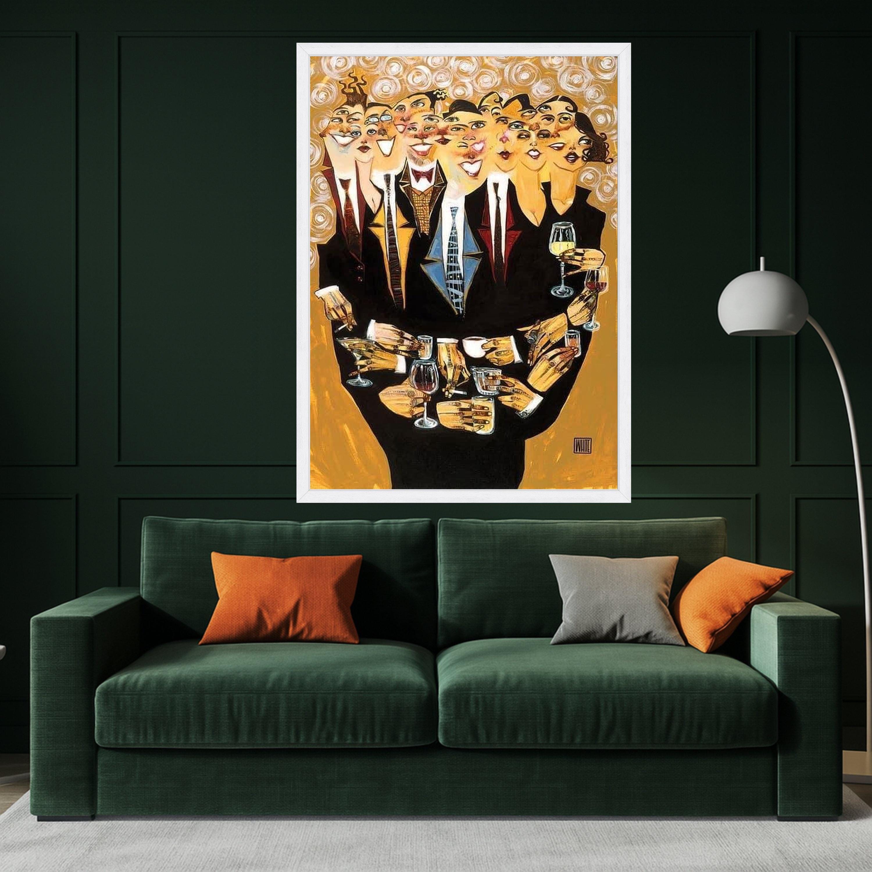 Happy People Toasting Canvas, Abstract Party Scene Wall Art, Celebration Decor, Colorful Social Gathering Canvas, Modern Home Ready To Hang,