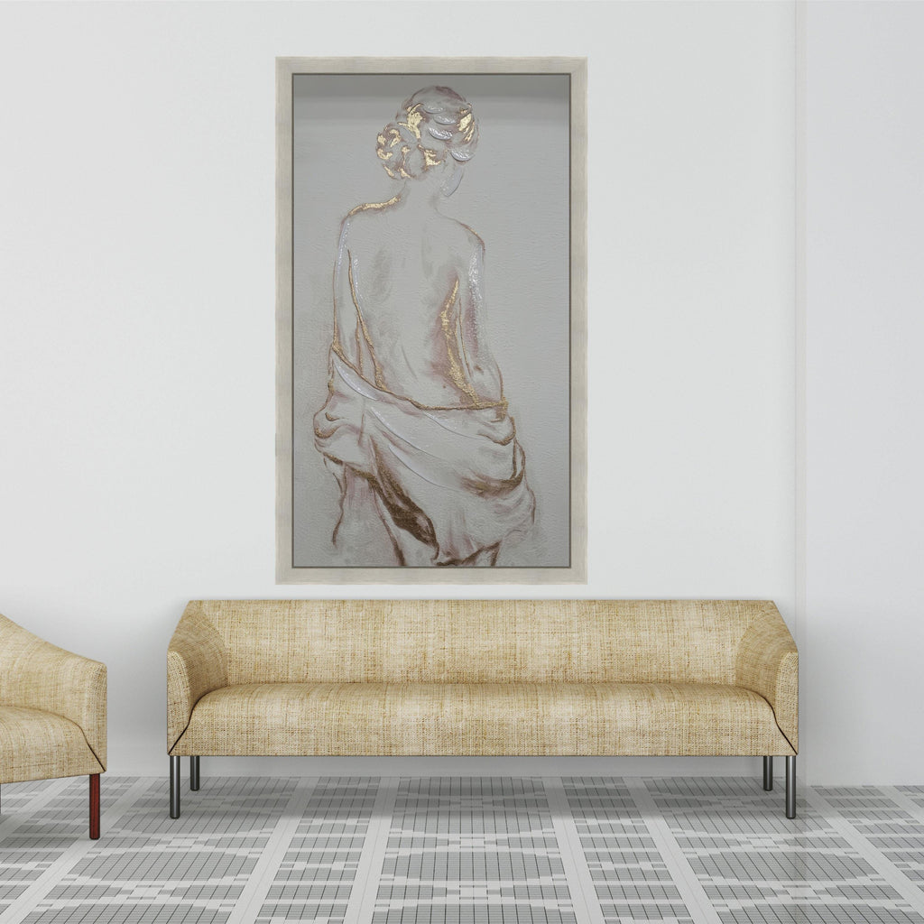 Elegant Nude Woman Canvas Wall Art, Modern Abstract Female Figure, Gold Accent Minimalist Home Decor, Artistic Wall Ready To Hang,