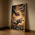 Divine Krishna and Radha Canvas Wall Art, Indian Mythology Painting, Spiritual Home Decor, Gold Floral Design, Elegant Couple Ready To Hang,