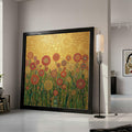 Gustav Klimt Floral Canvas Wall Art, Decorative Garden Flowers, Golden Abstract Canvas, Botanical Home Decoration, Ready to Ready To Hang,