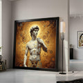 Classical David Sculpture Canvas with Gustav Klimt Gold Pattern, Renaissance Art Wall Decor, Decorative Canvas for Home, Ready To Hang,