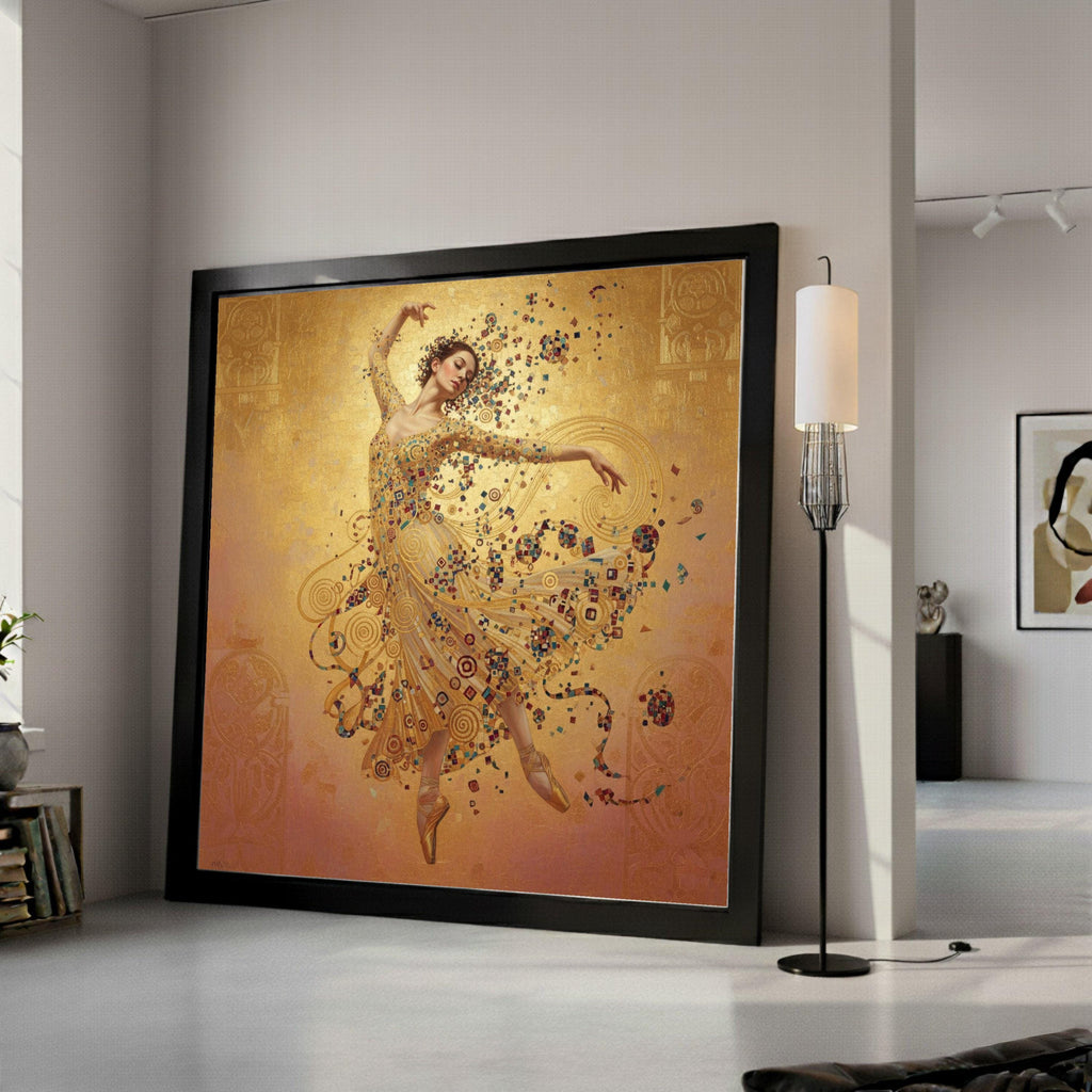 Elegant Ballet Dancer Canvas Wall Art, Gustav Klimt Golden Dance, Modern Classical Art, Fine Art Canvas, Home Decoration Ready To Hang,