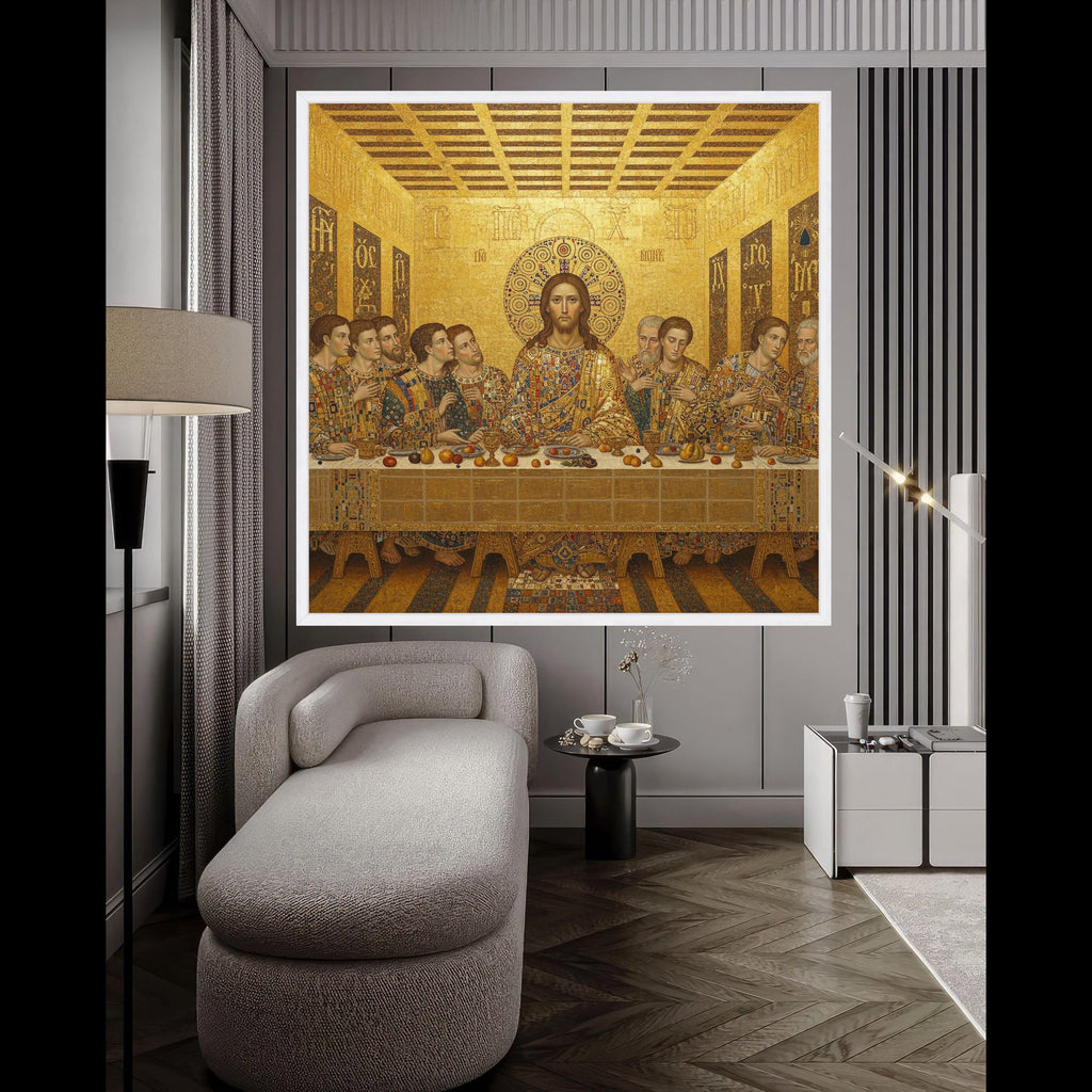 The Last Supper Canvas Wall Art by Gustav Klimt, Religious Gold Decor, Christian Iconography Canvas, Spiritual Home Ready To Hang,